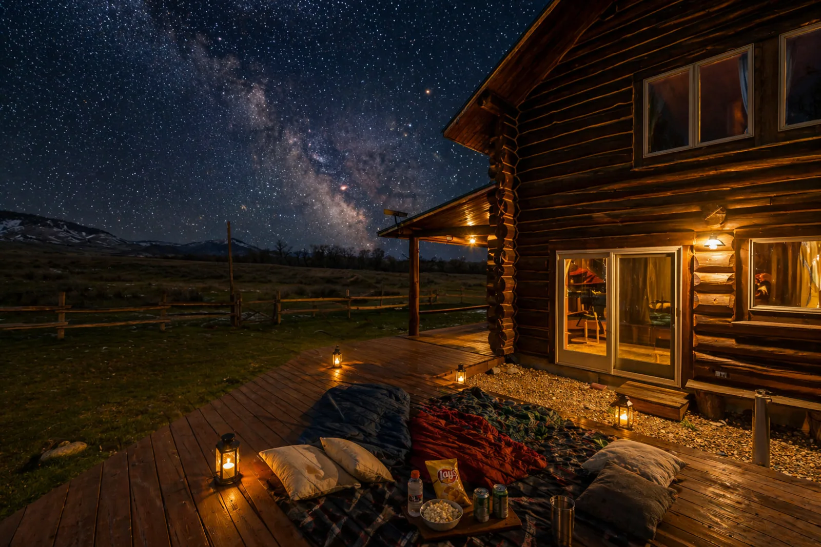 Clear Creek Crossing log cabin with private bridge — Buffalo, Wyoming